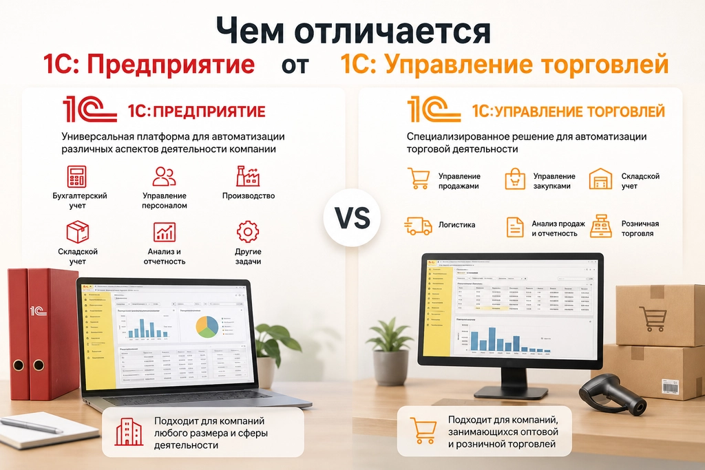 Чем отличается 1С: Предприятие от 1С: Управление торговлей